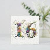 スウィート16ハッピーバースデーワイルドフラワー文字 カード (スタンド正面)