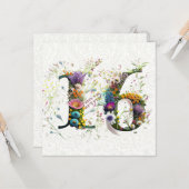 スウィート16ハッピーバースデーワイルドフラワー文字 カード (正面/裏面インサイチュ)