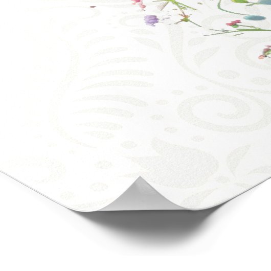 スウィート16ハッピーバースデーワイルドフラワー文字 ポスター (角)