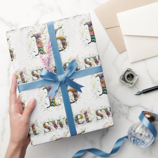 スウィート16ハッピーバースデーワイルドフラワー文字 ラッピングペーパー (ギフト)