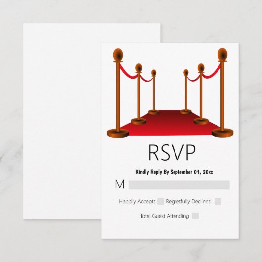 スウィート16ハリウッドレッドカーペットエレガント誕生日 出欠カード (正面/裏面)