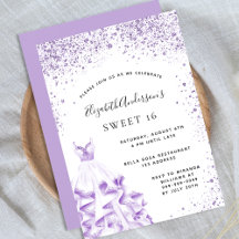 スウィート16バイオレットホワイトドレスグリッターグラム