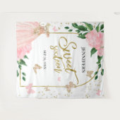 スウィート16バターフリスピンク赤面ガウン背景 タペストリー (正面(横))