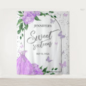 スウィート16バターフリスラベンダーガウン タペストリー (正面)