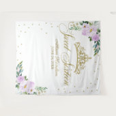 スウィート16バックドロップ金ゴールドティアララベンダーフローラ タペストリー (正面(横))