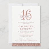 スウィート16バラ赤面ピンクグリッターフォト誕生日 招待状 (正面)