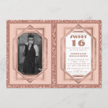 スウィート16バラ金ゴールドとグリッターギャツビーアールデコ