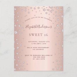 スウィート16バラ金ゴールドの魅力的な招待 ポストカード