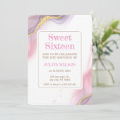 スウィート16バラ金ゴールドグリッターエレガントな誕生日パーティー 招待状 (スタンド正面)