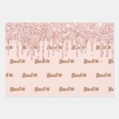 スウィート16バラ金ゴールドグリッターピンク16歳の誕生日 ラッピングペーパーシート (正面)