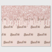 スウィート16バラ金ゴールドグリッターピンク16歳の誕生日 ラッピングペーパー (フラット)