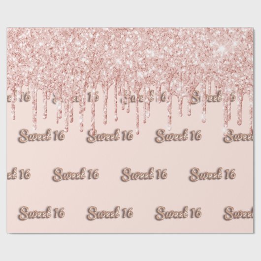 スウィート16バラ金ゴールドグリッターピンク16歳の誕生日 ラッピングペーパー (フラット)