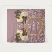 スウィート16バラ金ゴールドグリッター&グリッターパーティーバルーン タペストリー (正面(横))