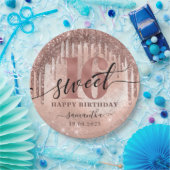 スウィート16バラ金ゴールドグリッター&フォイル ペーパープレート (パーティー)