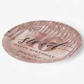 スウィート16バラ金ゴールドグリッター&フォイル ペーパープレート (アングル)