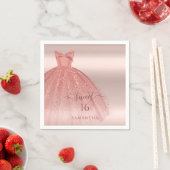 スウィート16バラ金ゴールドスクリプトグラム誕生日紙 スタンダードカクテルナプキン (インサイチュ)