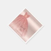 スウィート16バラ金ゴールドスクリプトグラム誕生日紙 スタンダードカクテルナプキン (角)