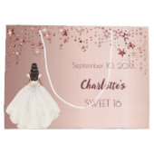 スウィート16バラ金ゴールドスターアイボリードレス ラージペーパーバッグ (裏面)