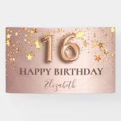 スウィート16バラ金ゴールドスターピンクへようこそ 横断幕 (横)