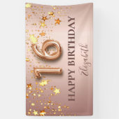 スウィート16バラ金ゴールドスターピンクへようこそ 横断幕 (縦)