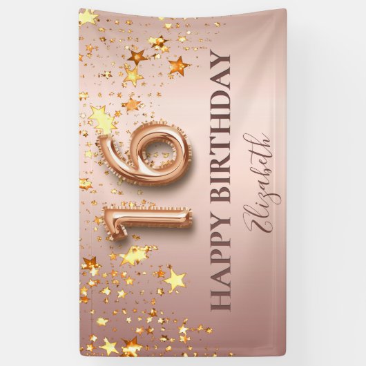 スウィート16バラ金ゴールドスターピンクへようこそ 横断幕 (縦)