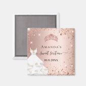 スウィート16バラ金ゴールドティアラドレスグリッター名 マグネット (正面/裏面)