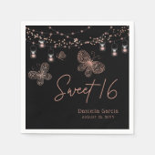 スウィート16バラ金ゴールドバタフライシックモダン誕生日 スタンダードカクテルナプキン (正面)