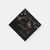 スウィート16バラ金ゴールドバタフライシックモダン誕生日 スタンダードカクテルナプキン (角)