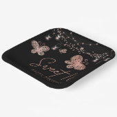 スウィート16バラ金ゴールドバタフライシックモダン誕生日 ペーパープレート (傾斜あり)