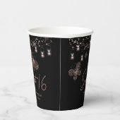 スウィート16バラ金ゴールドバタフライシックモダン誕生日 紙コップ (右)