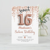 スウィート16バラ金ゴールドバルーン誕生日招待状 招待状 (スタンド正面)