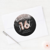 スウィート16バラ金ゴールドピンクグリッターバルーンスタイル ラウンドシール (封筒)