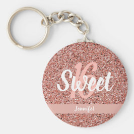 スウィート16バラ金ゴールドピンクグリッター名パーティーの好意 キーホルダー