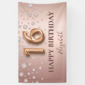 スウィート16バラ金ゴールドピンクダイヤモンドバルーンスクリプト 横断幕 (縦)