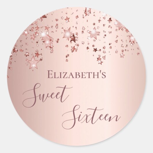 スウィート16バラ金ゴールド星 ラウンドシール (正面)
