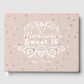 スウィート16バラ金ゴールド水玉模様カスタム ゲストブック (正面)