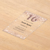 スウィート16バラ金ゴールド澄んパーティー アクリル招待状 (レイダウン)