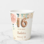 スウィート16バラ金ゴールド花模様 紙コップ (正面)