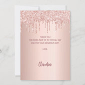 スウィート16バラ金ゴールド赤面グリッターサンキューカード 招待状 (裏面)