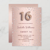 スウィート16バラ金ゴールド赤面ダイヤモンドグラム ポストカード (正面/裏面)