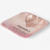 スウィート16バラ金ゴールド赤面ピンクグリッター名 ペーパープレート (傾斜あり)