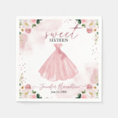 スウィート16バラ金ゴールド赤面フローラドレス スタンダードカクテルナプキン (正面)