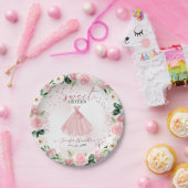 スウィート16バラ金ゴールド赤面フローラドレス ペーパープレート (パーティー)