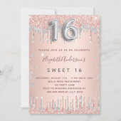 スウィート16バラ金ゴールド銀誕生日 招待状 (正面)