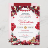 スウィート16バレンタイン誕生日パーティー 招待状 (正面/裏面)