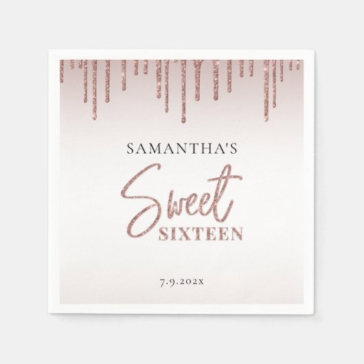 スウィート16バースデーパーティーカスタム紙 スタンダードカクテルナプキン (正面)