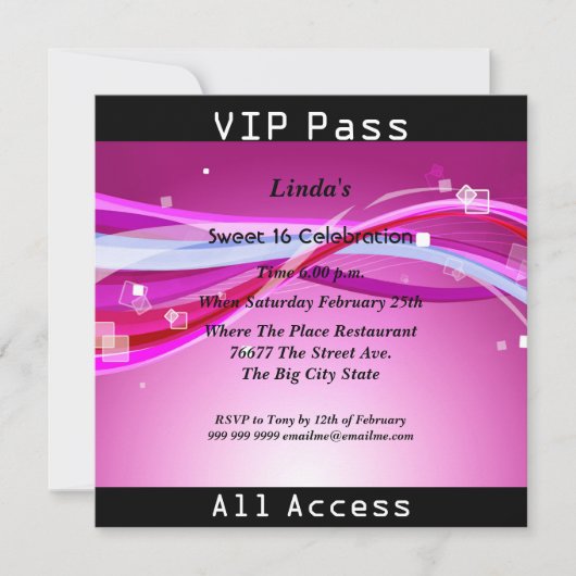 スウィート16バースデーパーティーグリーンディスコ2 招待状 (正面)