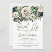 スウィート16バースデーパーティージュグリーンフローラ 招待状 (正面)