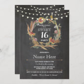 スウィート16バースデーパーティーチョークリースフローラ招待状 招待状 (正面/裏面)