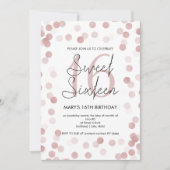 スウィート16バースデーパーティーバラ金ゴールドグラムグリッター 招待状 (正面)